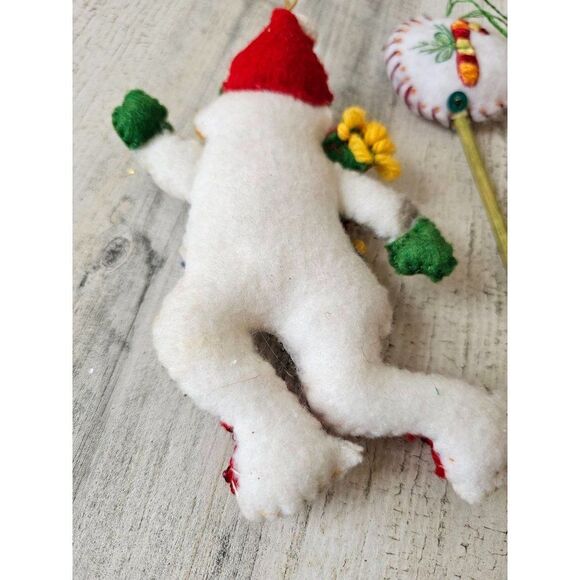 Sequin knit vintage snowman stocking gesture lollipop ornaments Xmas tree set - Picture 6 of 8